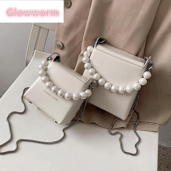 

mini pearl design crossbody bags for women 2021 summer simple box shape shoulder handbags female travel cross body bag