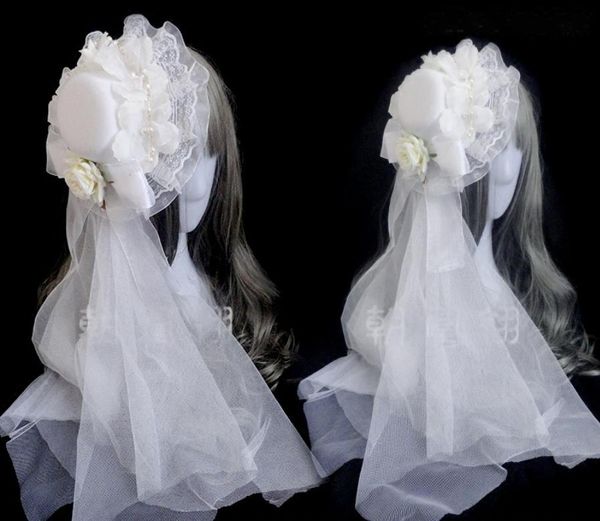 

other event & party supplies original gothic lolita flower wedding white bowler hat ball barrettes headdress rose hair accessories