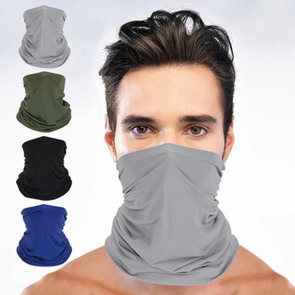 

cycling caps & masks solid color bandana high elastic seamless buffs gaiter headband fishing balaclava tube face shield men scarf, Black