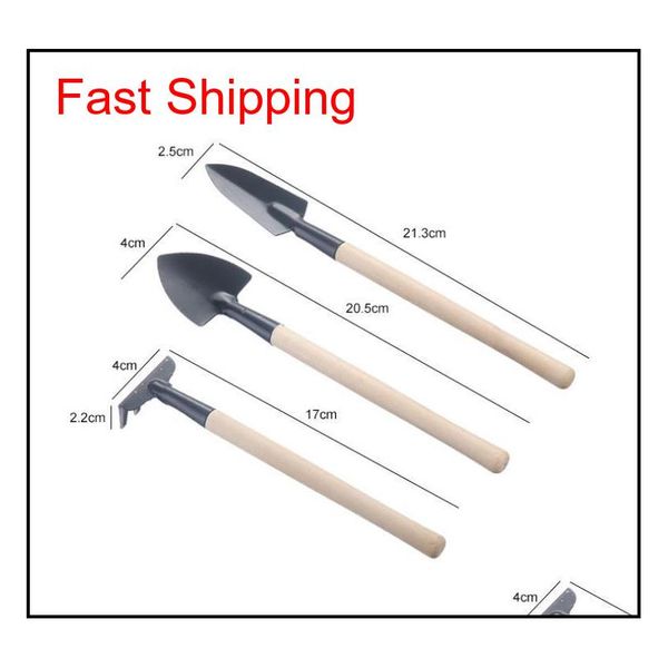 

3pcs/set mini portable gardening tool wooden handle metal head shovel rake bonsai tools flower jlliwg bdebag
