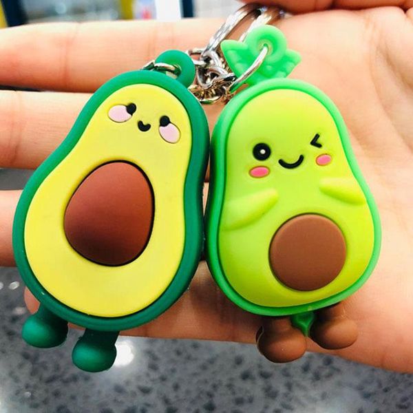 

keychains 3d soft resin smiling avocado cute simulated fruit keychain couple jewelry women fashion christmas small gift, Silver