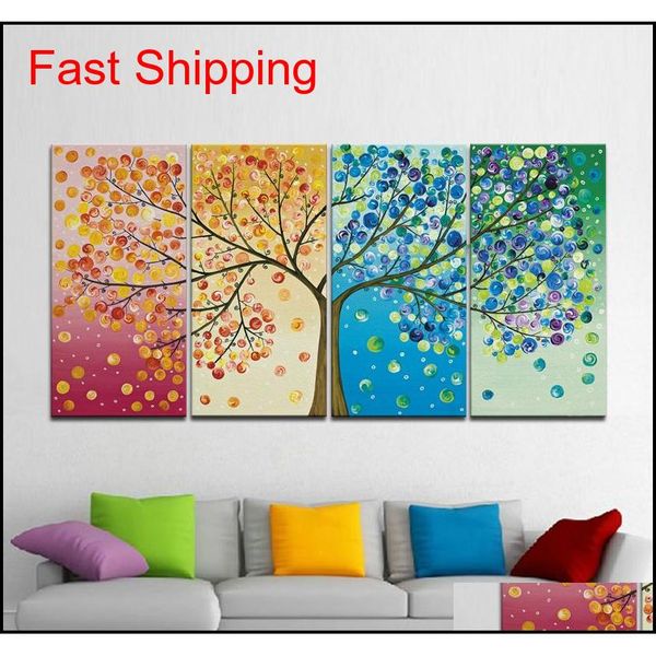 

four seasons tree wall canvas art decoration picture print family living room oil painting no frame mama d qyljck tore2010