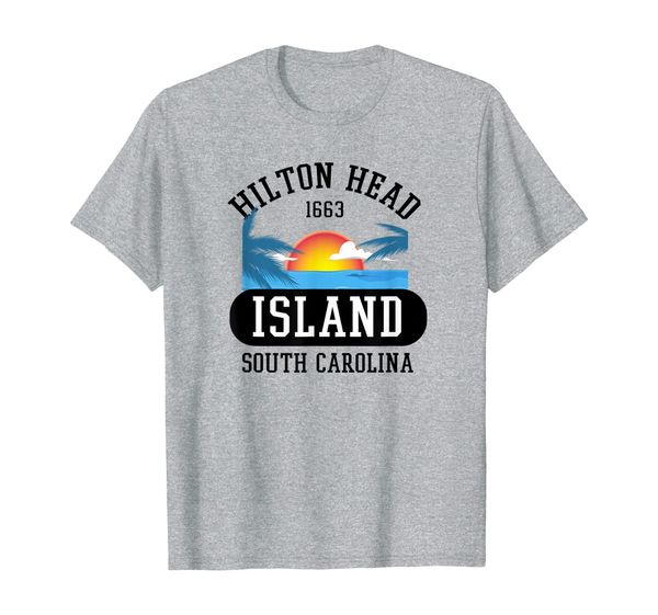 

hilton head island south carolina beach souvenir tshirt, White;black