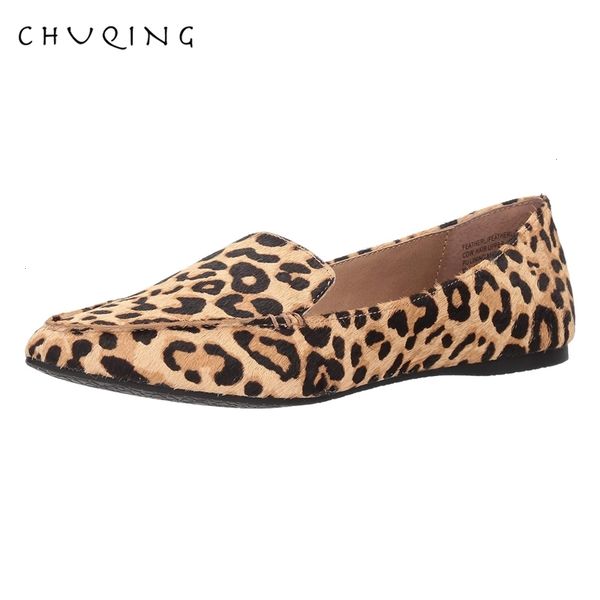 

women's casual flat shoes loafers women fashion comfortable chuqing brand leopard shoes trend breathable and comfortable, Black