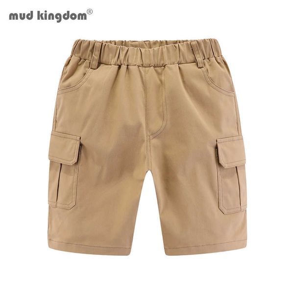 Mudkingdom Toddler Boys Cargo брюки короткие летние сплошные повседневные упругие шорты для талии 210615