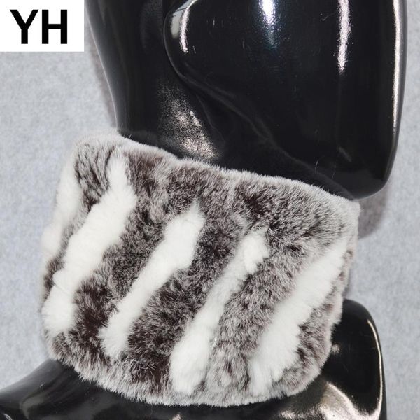 

scarves 2021 real rex fur ring scarf women knitted good elastic warm soft natural neckerchief, Blue;gray