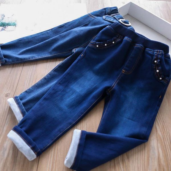 

jeans double layer lined trousers girls' wholesale1, Blue