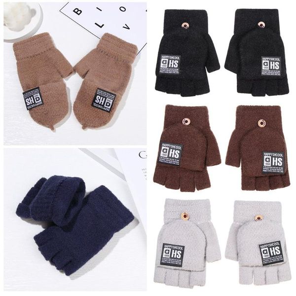 

sports gloves fashion outdoor driving plus velvet soft knitted touch screen mittens thick warm arm warmers, Black