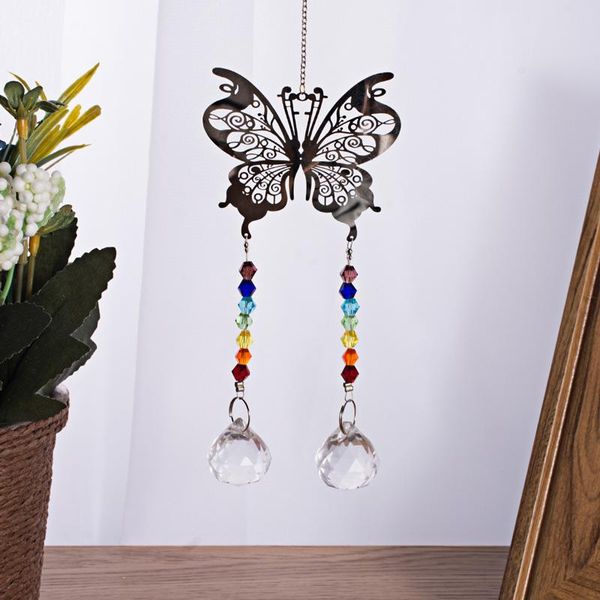 

decorative objects & figurines handmade chakra butterfly suncatcher crystal ball prisms rainbow maker window hanging ornament home decor for