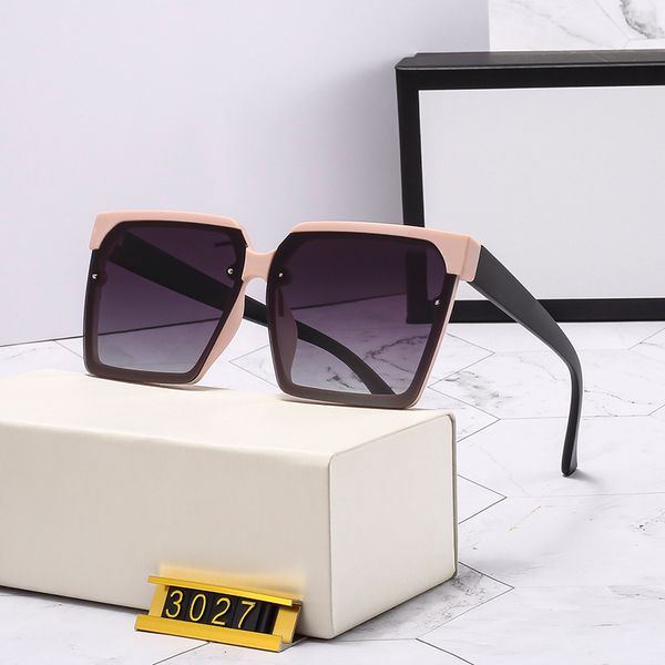

women&#39s designer sunglasses fashion square large frame polarized sunglasses with logo 5 color options with box 3027 l-10, Silver