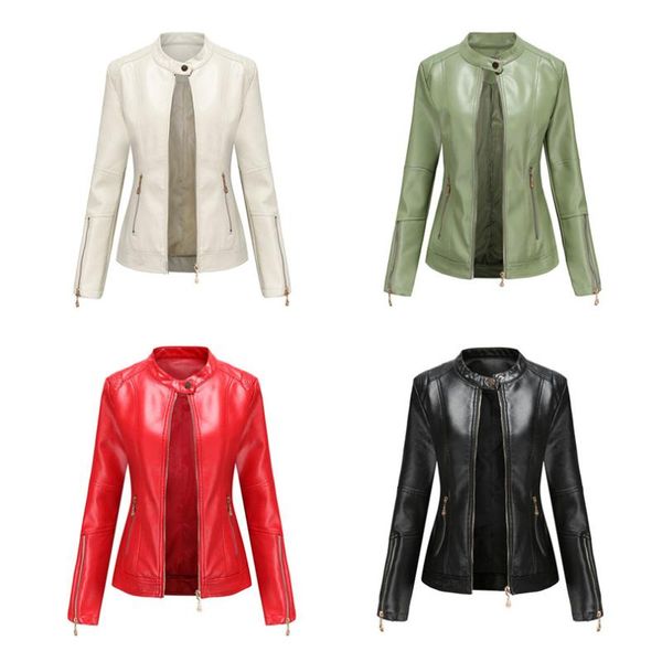 

women's leather & faux jacket women pu motorcycle biker coat female 2021 casual plus size slim outerwear autumn spring fashion cool 4xl, Black