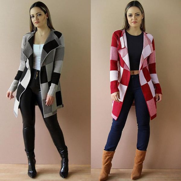 

women's jackets feitong plaid coat jacket women winter patchwork warm long sleeve outwear slim overcoat outerwear casaco 9m3, Black;brown