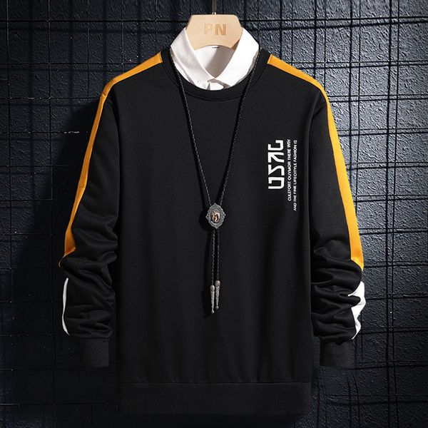 

mens sweater men's sweater winter 2021 new t-shirt loose round neck ins korean fashion trend youth, Black