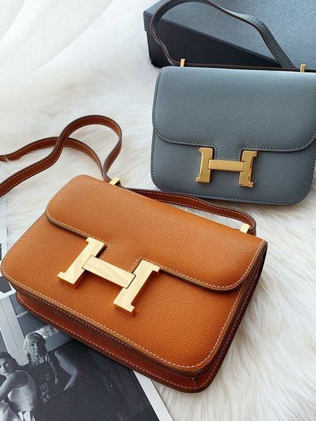 

h-button kangkang bag, stewardess advanced feeling foreign style small square bean curd mini leather bag handbag zly