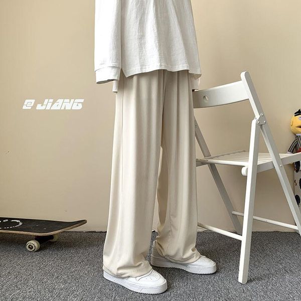 

men's pants summer cotton casual fashion black apricot wide-leg men streetwear loose straight mens trousers s-2xl
