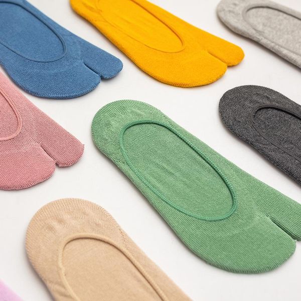 

socks & hosiery female shallow mouth summer two toe cotton hollowed out low invisible split women boat, Black;white