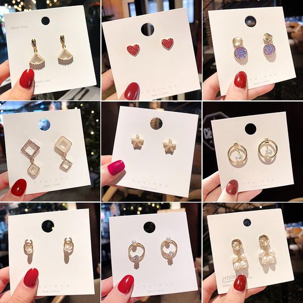 

stud earrings silver needle pearl zircon flower, Golden;silver