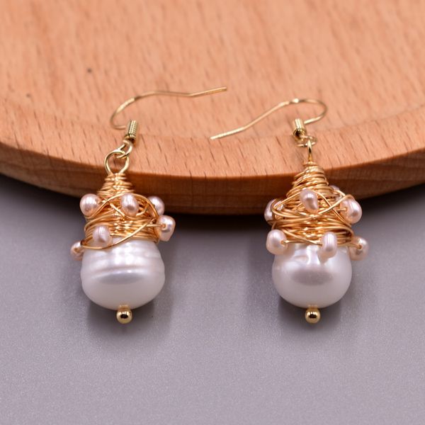 

fashion gift charm for women natural earrings vintage personality pearl ornament crystal earring ear pendant jewelry, Golden