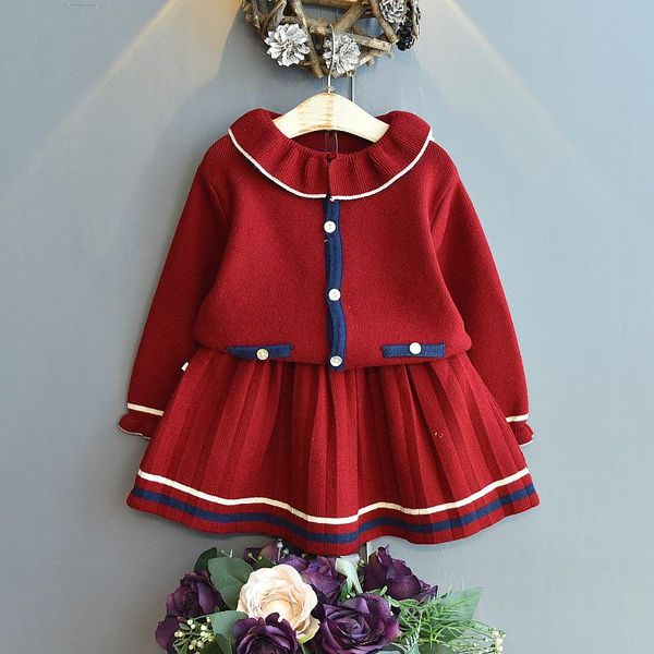 

clothing sets toddler girl outfits boy clothes 2021 fall children coat + skirt 2pcs baby girls set retail, White