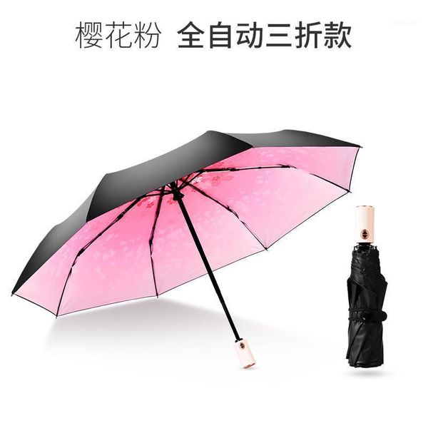 

umbrellas korean mini uv protection 5 folding umbrella upf50+ women black coating sun rain fashion sakura u6b1