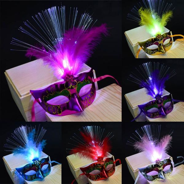 

party masks women venetian ledfiber mask masquerade fancy dress princess feather