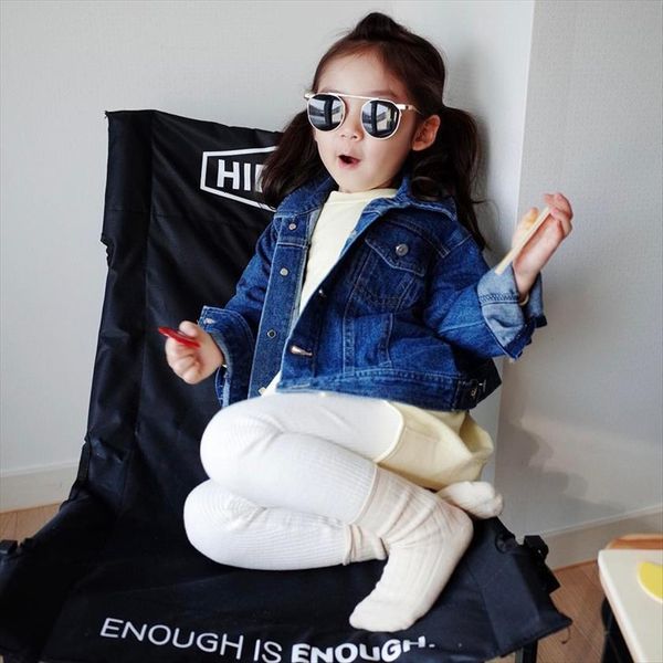 

spring autumn kids girls toddler infant children denim fall jacket cute lovely turn down button coat outwear look 1, Blue;gray