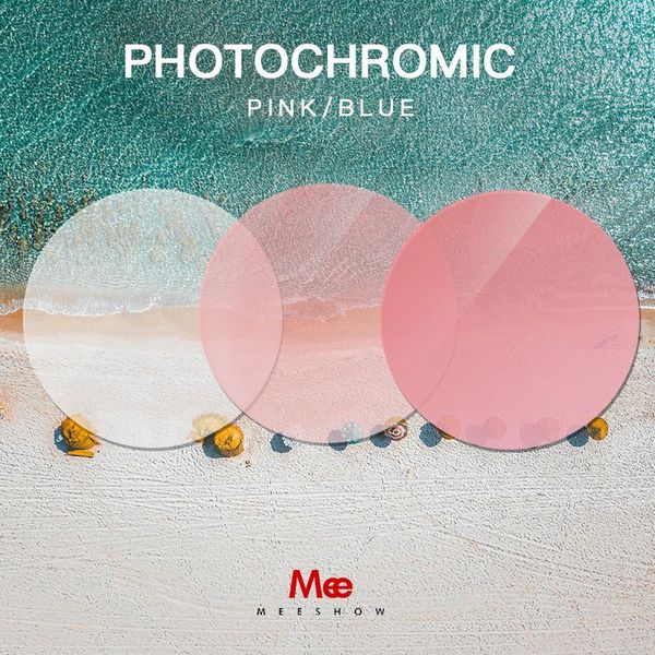 

sunglasses frames meeshow lens 1.56 (-0.50-4.00) pochromic pink blue prescription cr-39 sun glasses lenses myopia custom, Silver