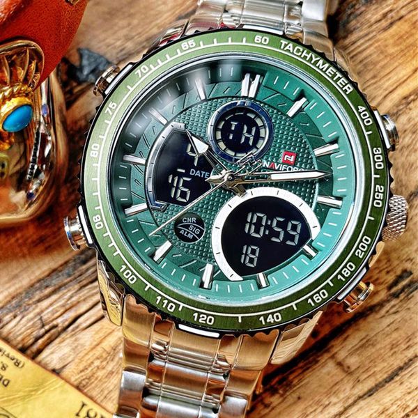 

wristwatches big dial men watch naviforce sport watches male chronograph quartz date clock relogio masculino, Slivery;brown