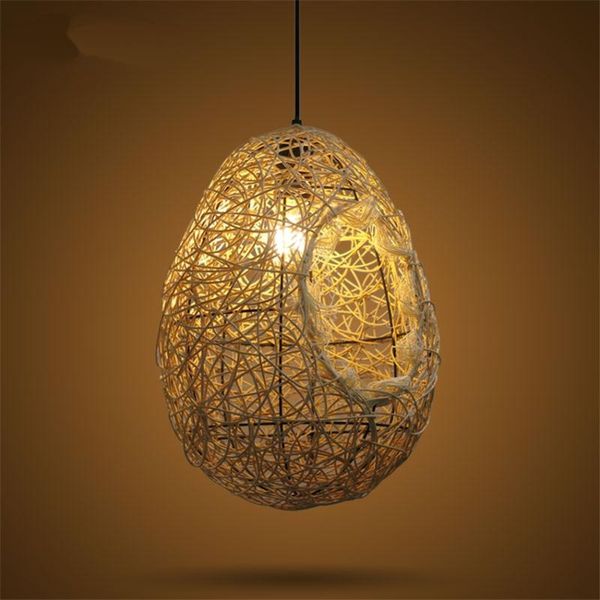 

pendant lamps bird's nest southeast asian lights oval children's room egg shape hanging light bedroom restaurant wicker fixtures