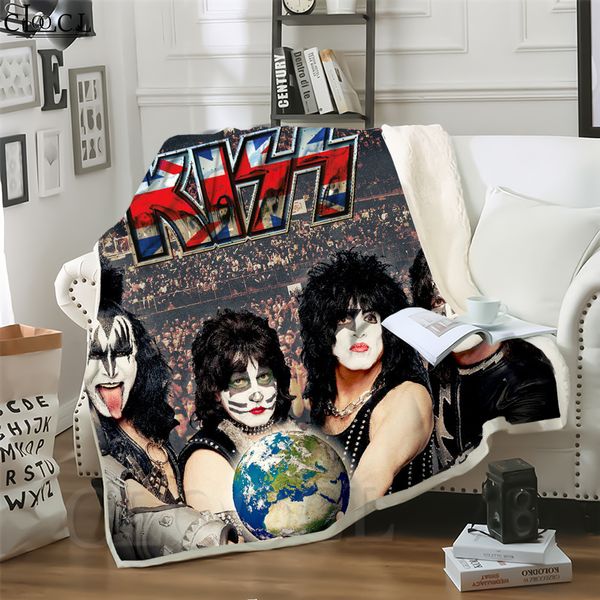 

cloocl heavy metal kiss band 3d print harajuku conditioning blanket sofa teens bedding throw blankets plush quilt