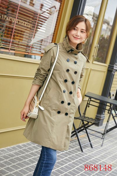 

women's trench coats long classic windbreaker waterproof british high-end english style autumn winter gabadian solid color size coat l4, Tan;black