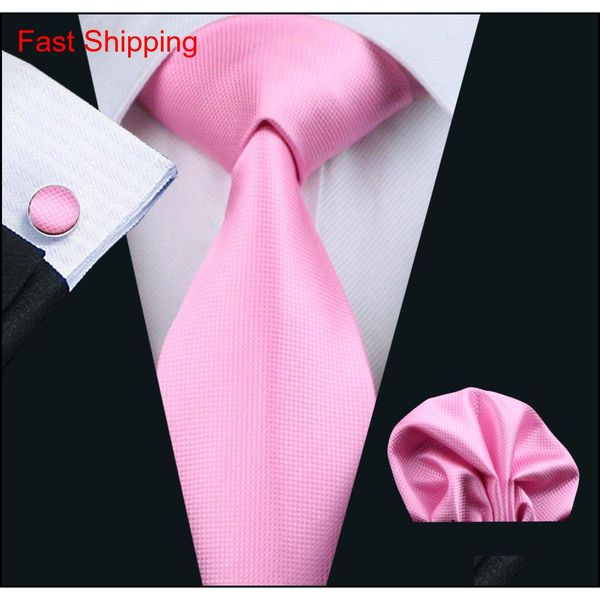 

fast shipping mens tie set wedding pink hanky cufflinks set jacquard woven groomsman an silk qylgkn bdefashion, Black;blue
