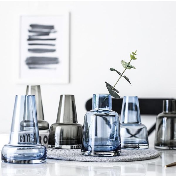 

vases 4pcs/pack nordic simple hammer-shaped stained glass vase office flower arrangement dry ware water bottle home pendulum