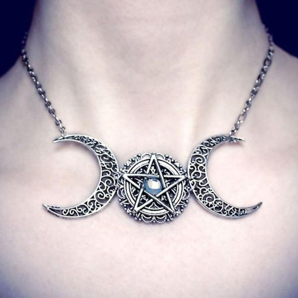 

pendant necklaces pentacle choker pagan jewelry fashion pentagram 2021, Silver