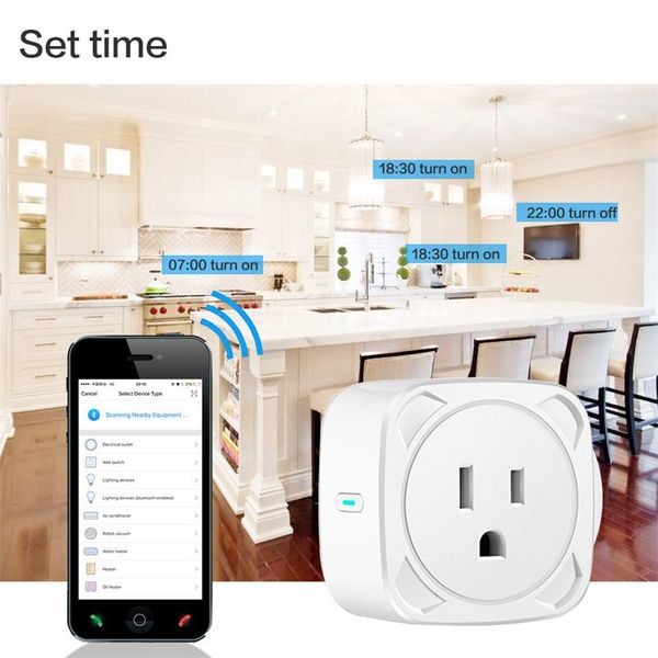 

smart power plugs mini us wifi plug monitor protector 100-240v life app voice control timer socket work with alexa google