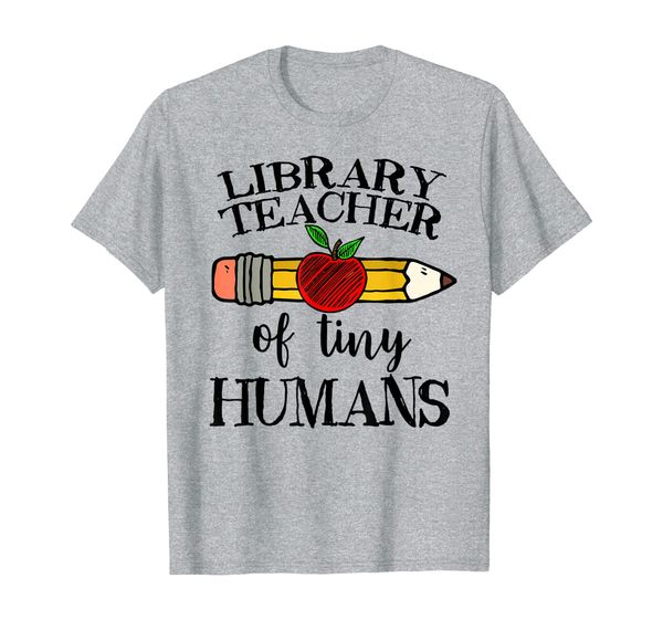 

Library Teacher of Tiny Humans Media Specialist Team T-Shirt, Mainly pictures