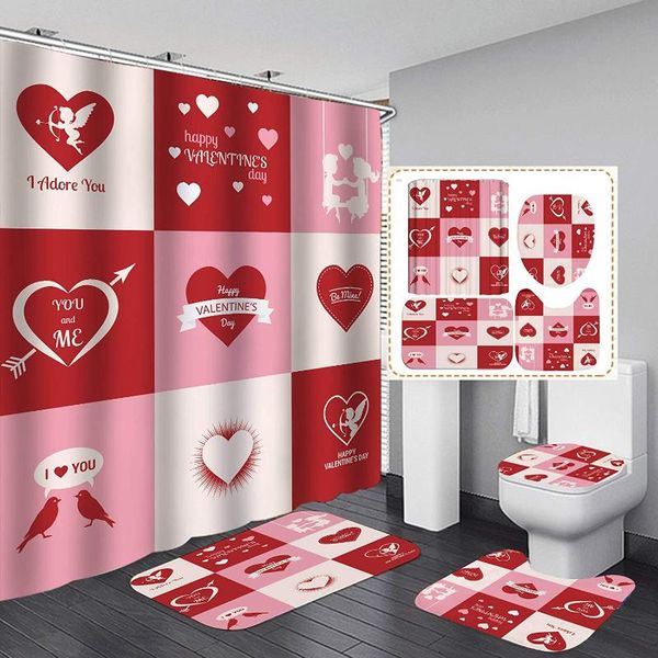 

shower curtains words for bathroom red love heart curtain set with rugs i you decor