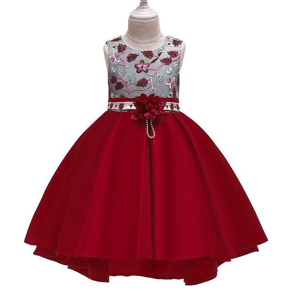 

girl's dresses girls princess dress kids clothes children clothing fashion embroidered skirt bow cute party show formal flower b6638, Red;yellow