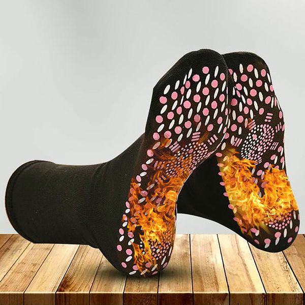 

1 pair of gentlemen therapy self-heating magnetic comfortable breathing winter ski fitness thermal sports socks calcetin, Black