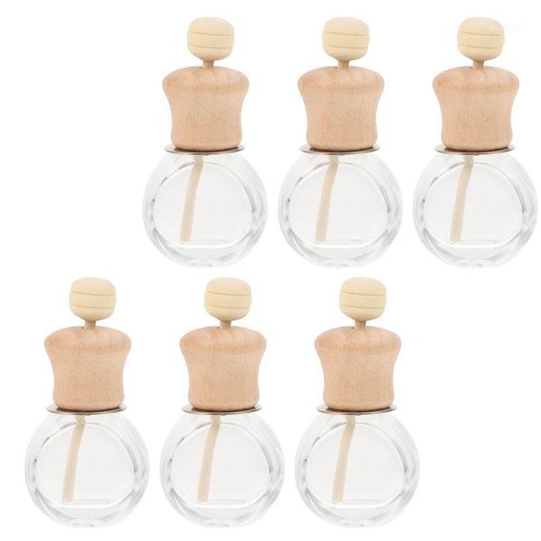 

storage bottles & jars 6pcs air vent essential oil diffusers wooden lids rotatable perfume containers (assorted color)