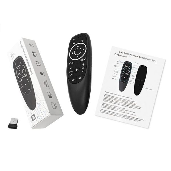 

g10s pro voice control air mouse with gyro sensing mini wireless keyboard smart remote control backlit for android tv box pc g10