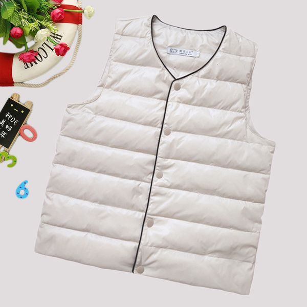 

children's down middle school students wear warm vest inside, Black;white