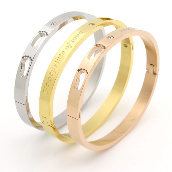 

new fashion jewelry bracelet stainless steel love crystal bangles sweet romantic design gold colour bracelet for women, Black