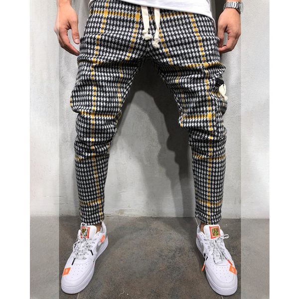 

2021 casual thin male stripper sports pants streetwear chess jogger fitness elastic cord hip hop muscle pockets e7sx, Black