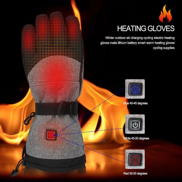 

cycling gloves 4000mah rechargeable battery winter warmer ski usb heating glove electric heated motorcycle, Black