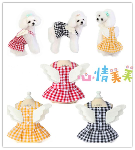 

pet clothing dog spring and summer teddy small pet suppli wing plaid skirt
