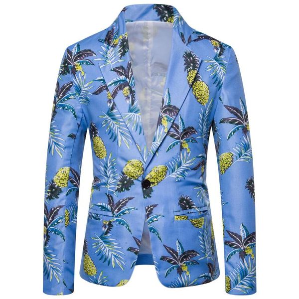 

men's suits & blazers oeak men brand blazer jacket 2021 hawaiian beach casual fashion spring suit slim fit party floral coats, White;black
