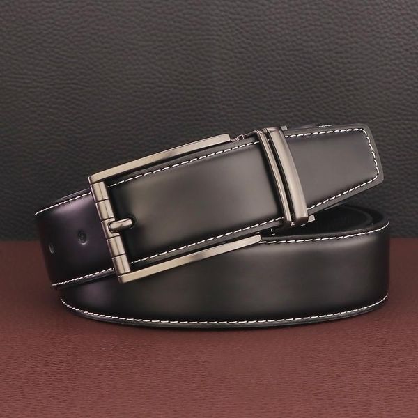 

belts pin buckle corset belt genuine leather black men fashion luxury 3.3cm wide ceinture homme, Black;brown