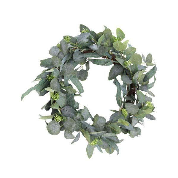 

artificial round eucalyptus leaves rattan ring decorative eucalyptus leaves for wedding party festival (round pattern)