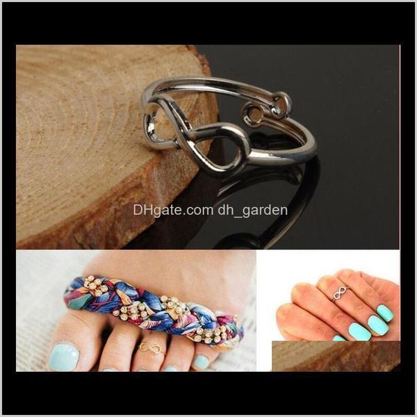 

jewelrylady women toe rings vintage simple infinity midi finger ring unique gold sier adjustable foot jewelry beach retro stylish body drop, Silver